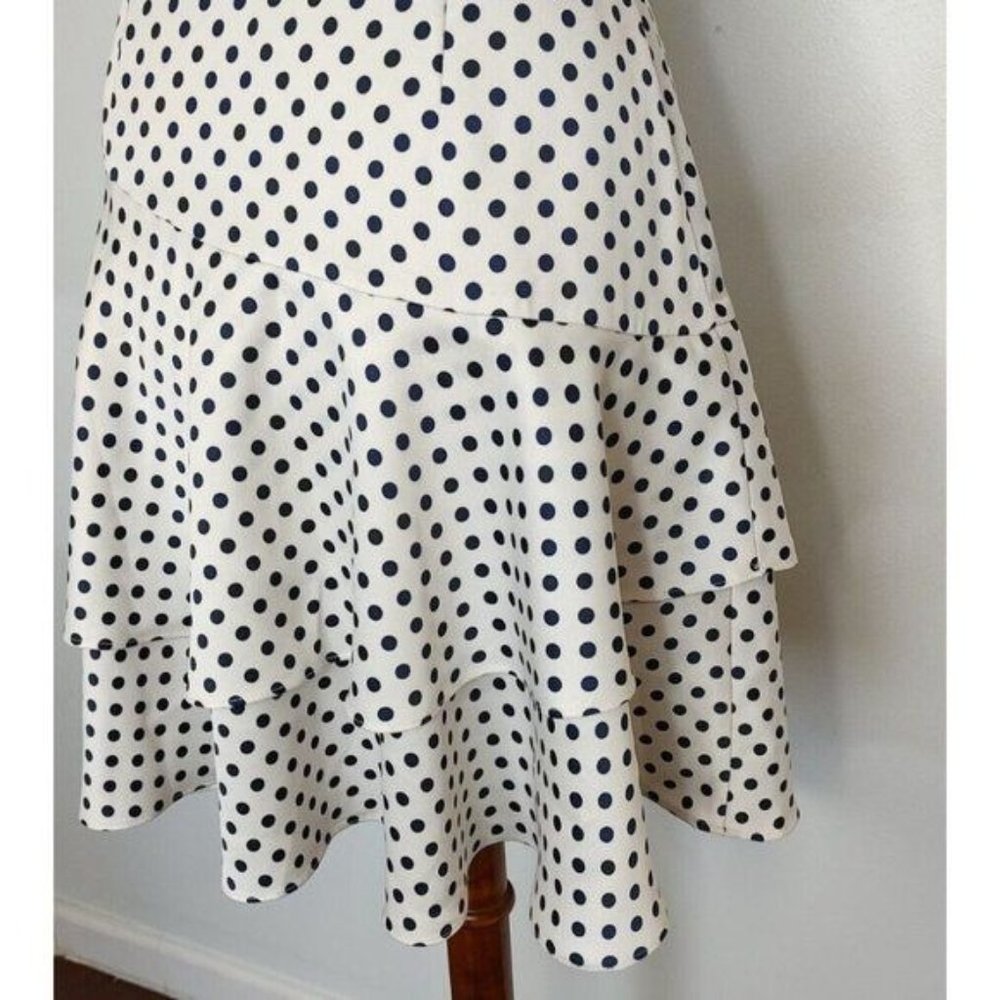 ALEXA CHUNG Polka Dot Tiered Ruffled Skirt 4 TAerial Ivory Navy $272 - Picture 7 of 15